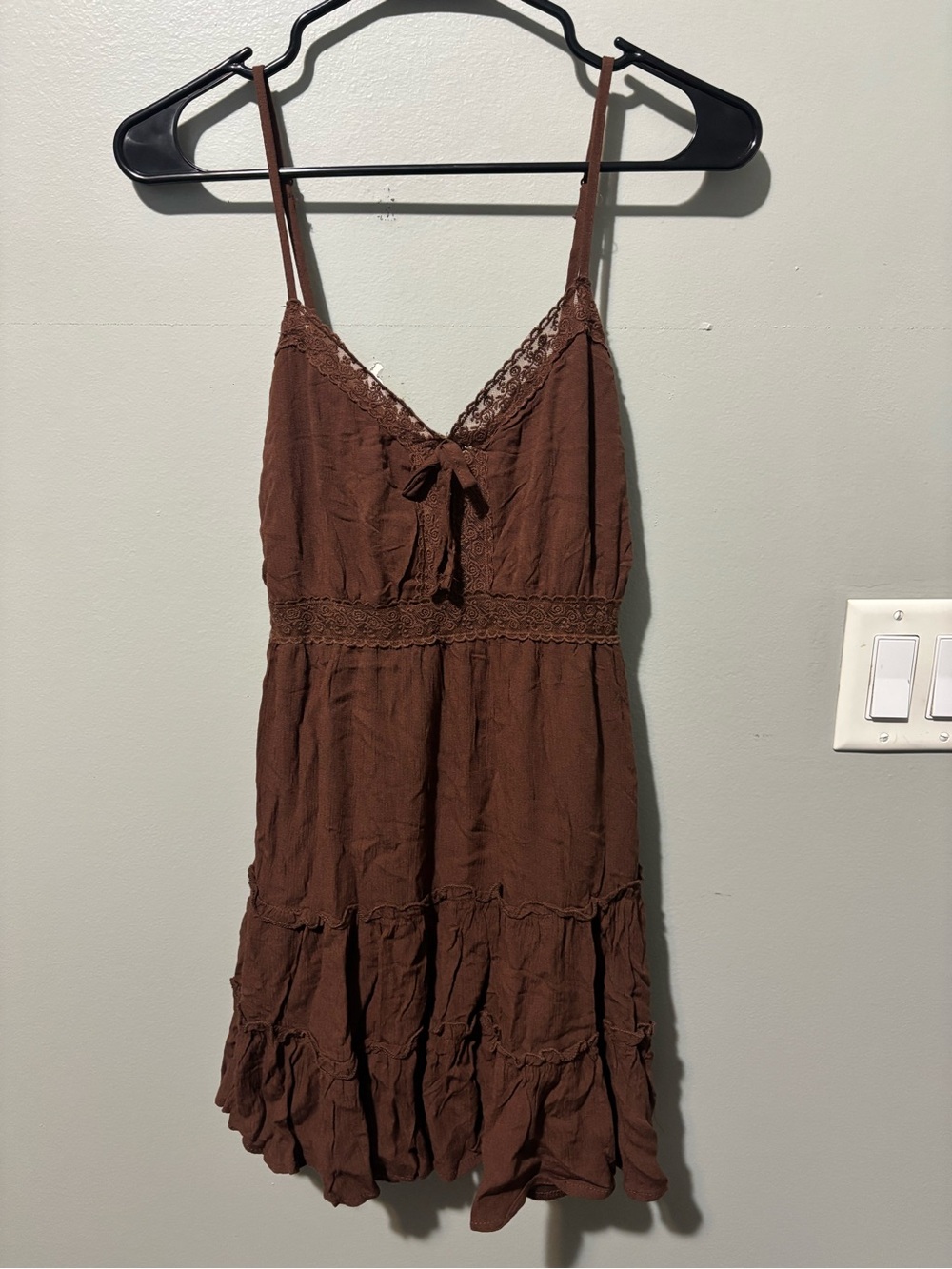 Liberty Love Brown Lace-Trim Mini Dress